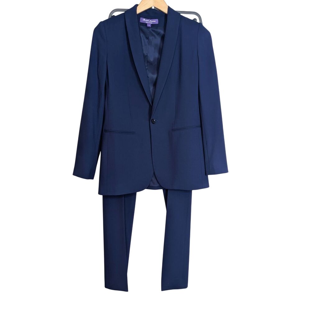 Ralph Lauren PURPLE LABEL Wool Suit Set Women's Sz 2 Navy Great Condition Italy
